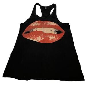 Forever 21 Sexy Lips Art tank Top Wolmen Black Size M
